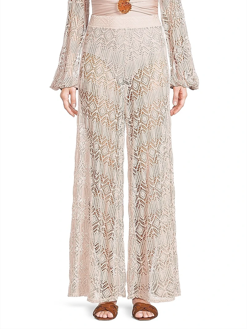 Seashell Lace Wide-Leg Beach Pants
