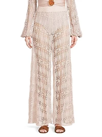 Seashell Lace Wide-Leg Beach Pants