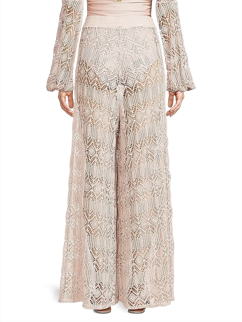 Seashell Lace Wide-Leg Beach Pants