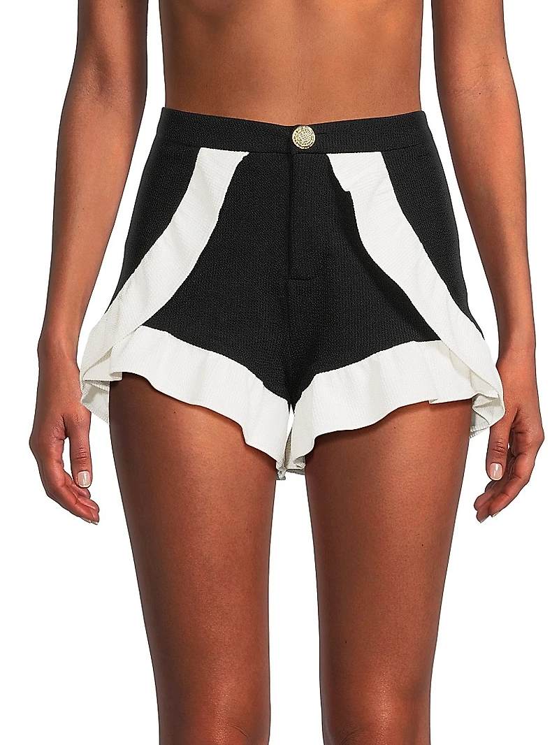 Merian Ruffle-Trim Knit Shorts