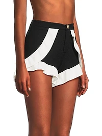 Merian Ruffle-Trim Knit Shorts