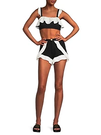 Merian Ruffle-Trim Knit Shorts
