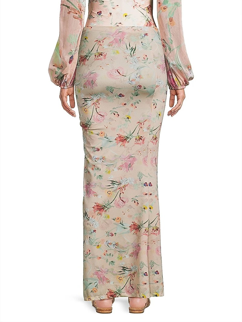 Lily Flower Ruched Beach Skirt