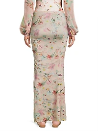 Lily Flower Ruched Beach Skirt