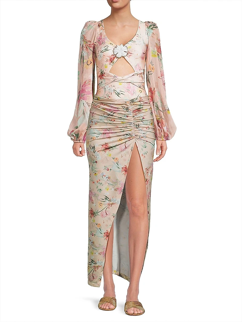 Lily Flower Ruched Beach Skirt