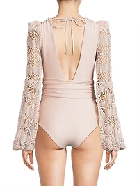 Seashell Plunging V-Neck Swimsuit