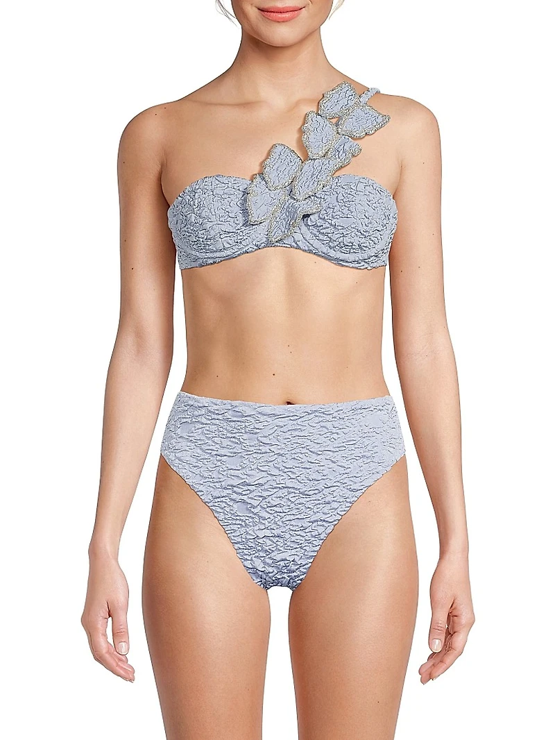 Papillon Jacquard One-Shoulder Bikini Top