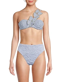 Papillon Jacquard One-Shoulder Bikini Top