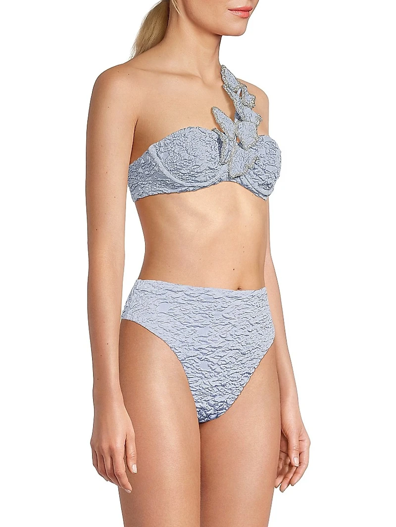 Papillon Jacquard One-Shoulder Bikini Top
