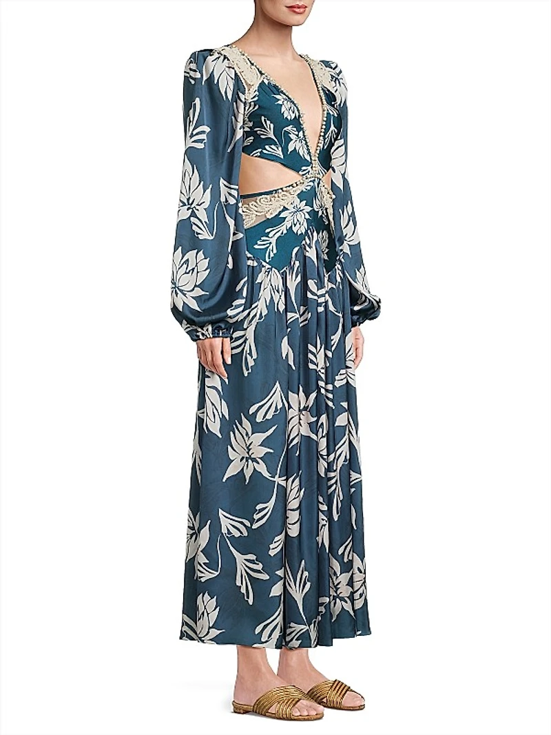 Artichoke Embellished Cut-Out Beach Maxi Dress