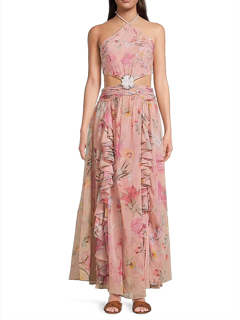 Lily Flower Cut-Out Maxi Dress