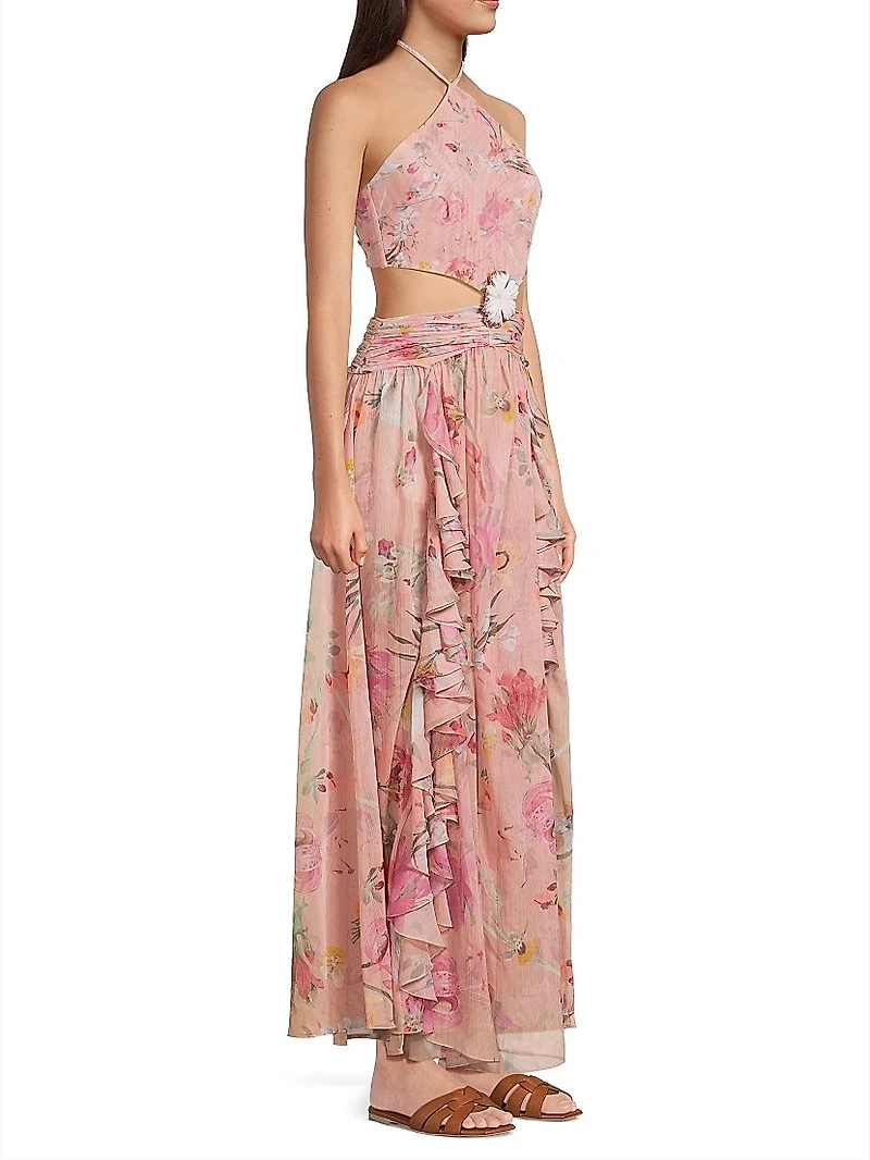Lily Flower Cut-Out Maxi Dress