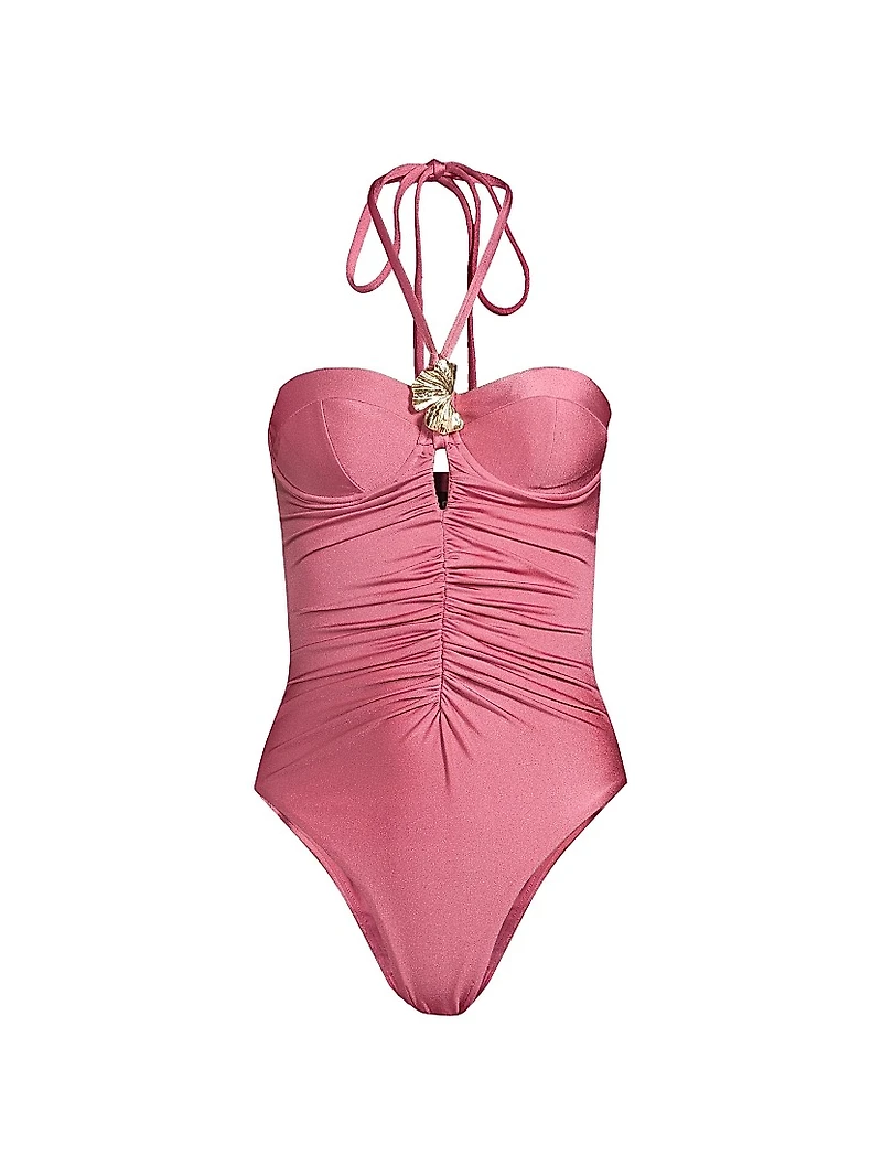 Seashell Halter One-Piece Swimsuit