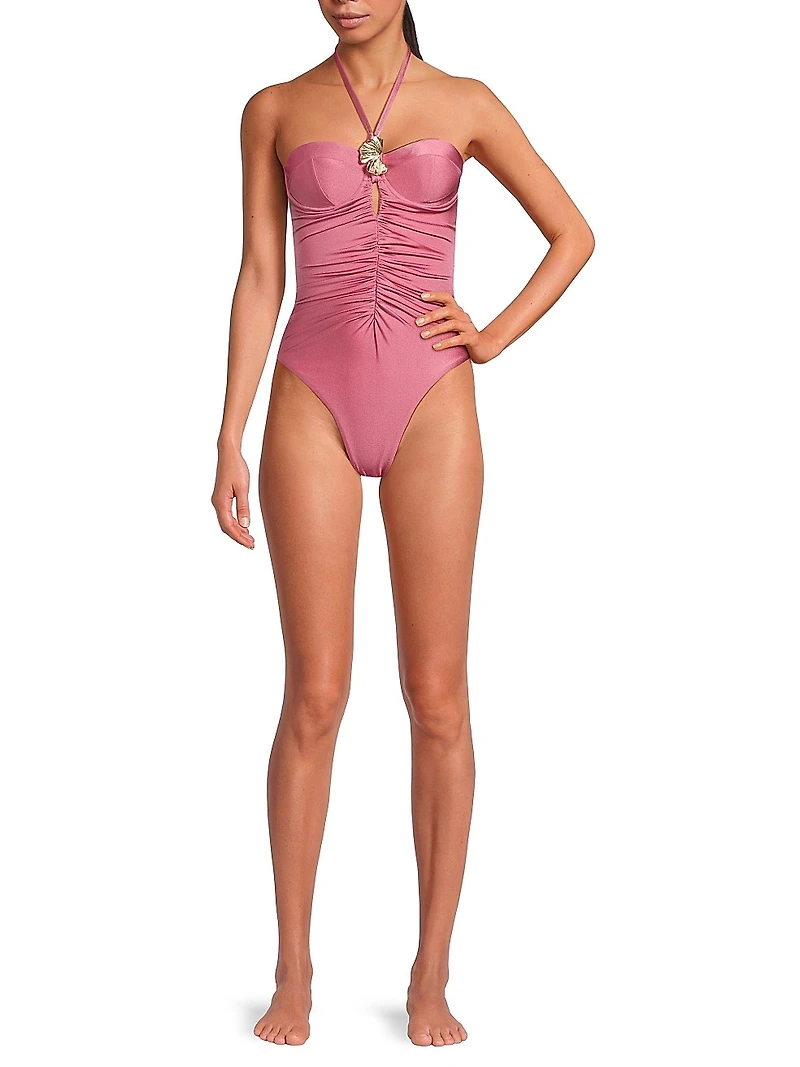 Seashell Halter One-Piece Swimsuit