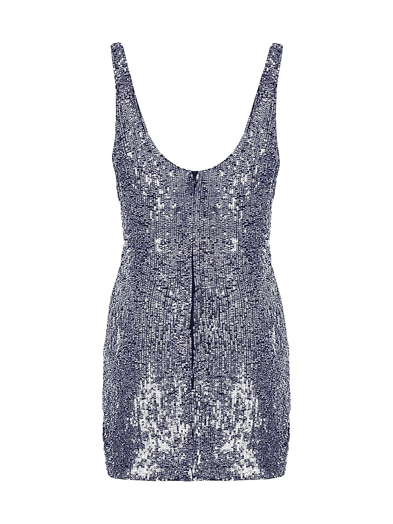 Lydia Sequined Silk Cowlneck Minidress