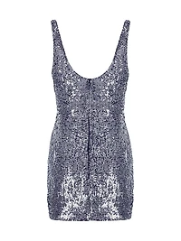Lydia Sequined Silk Cowlneck Minidress