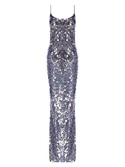 Isis Paillette Scoopneck Gown