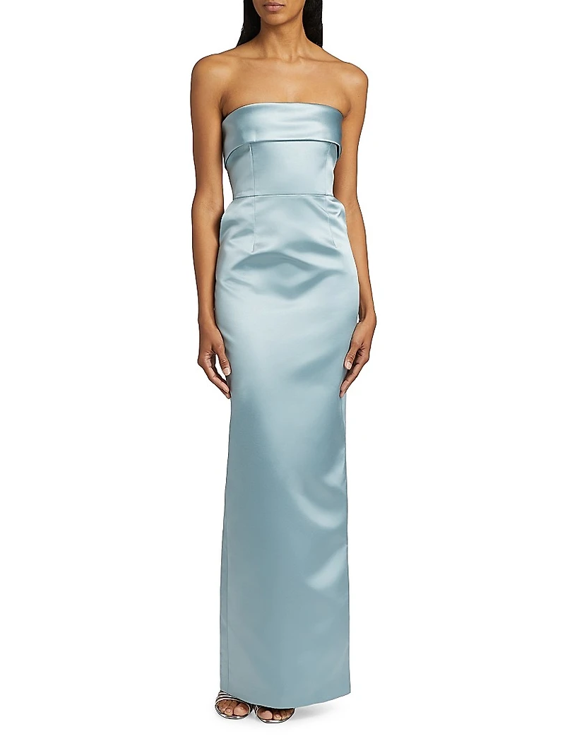 Rhea Satin Strapless Column Gown