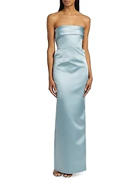 Rhea Satin Strapless Column Gown
