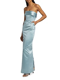 Rhea Satin Strapless Column Gown