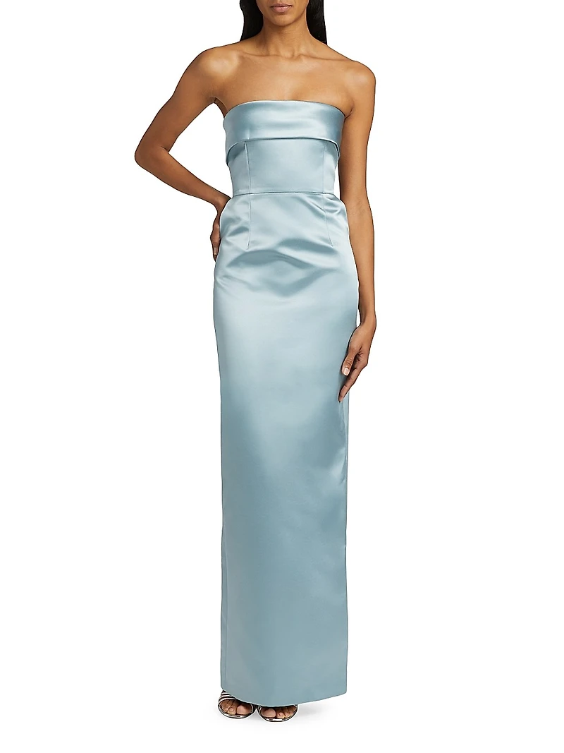 Rhea Satin Strapless Column Gown