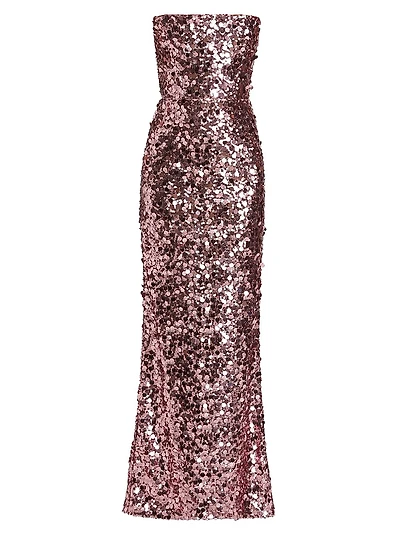 Farah Sequined Strapless Gown