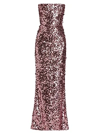 Farah Sequined Strapless Gown