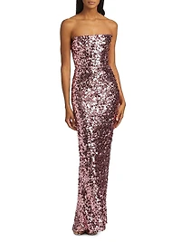 Farah Sequined Strapless Gown