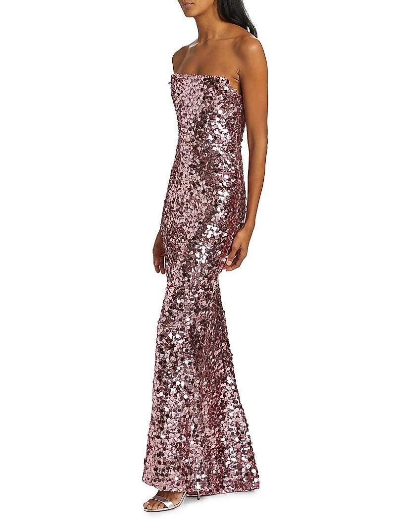 Farah Sequined Strapless Gown