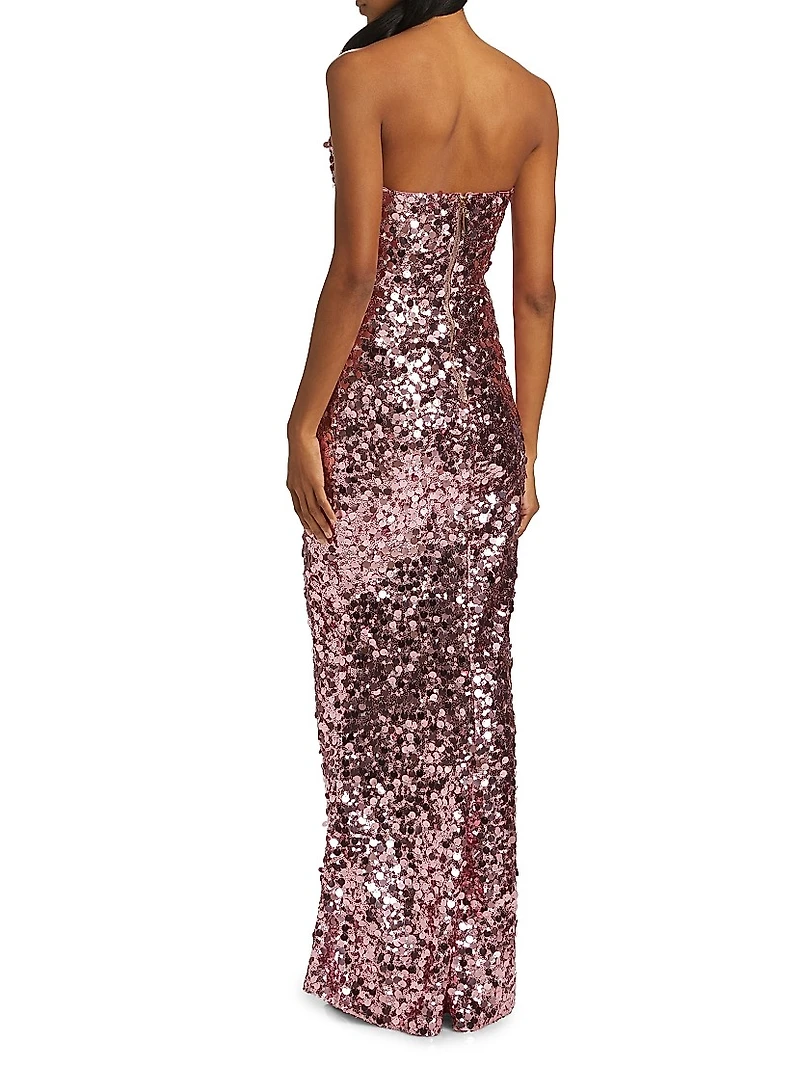 Farah Sequined Strapless Gown