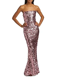 Farah Sequined Strapless Gown