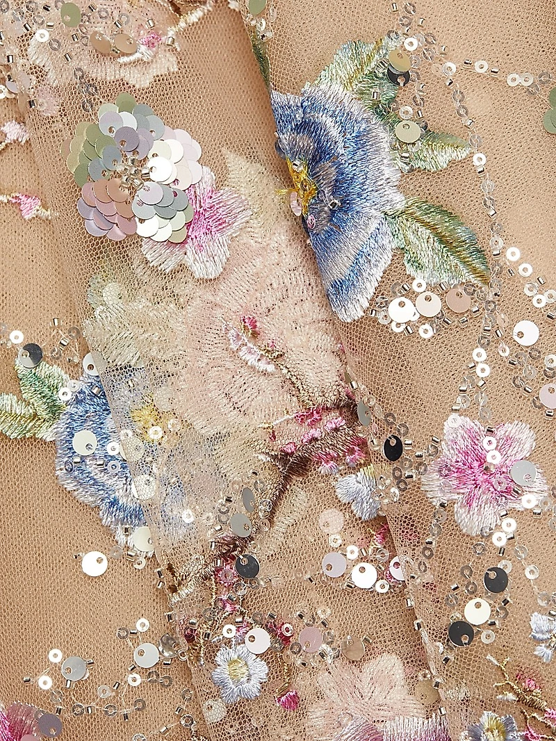 Mademoiselle Embroidered Floral Midi-Dress