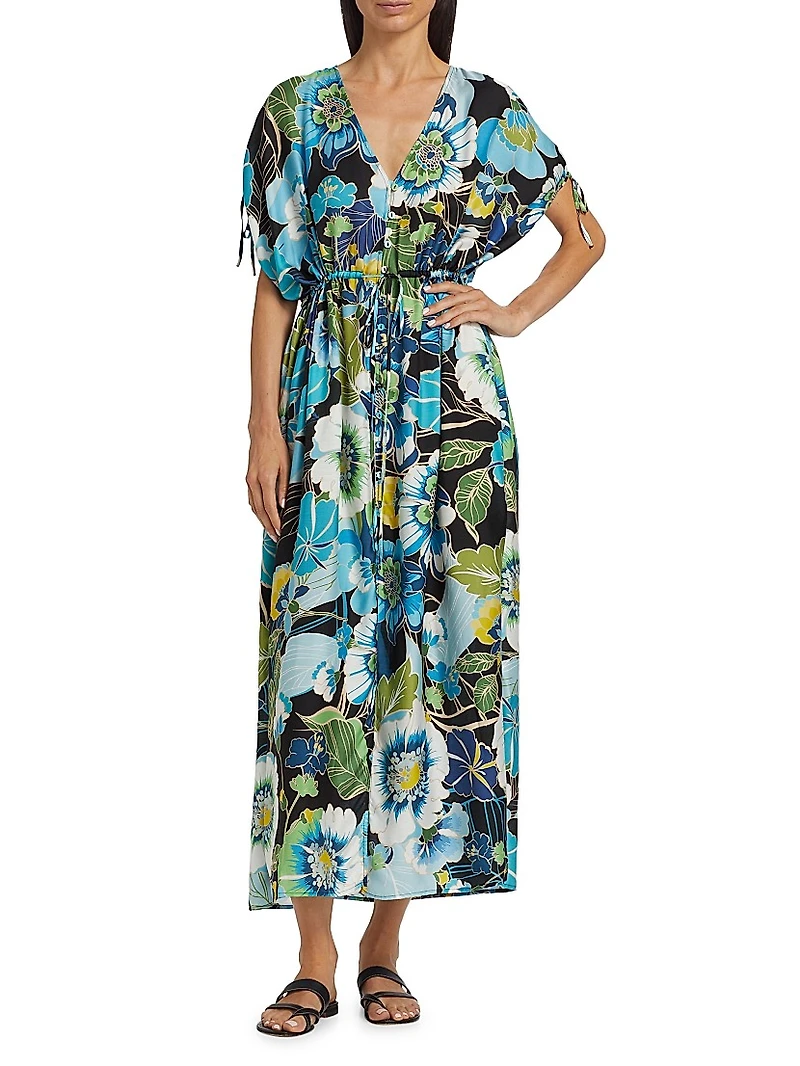 Jenn Print Drawstring Kaftan Dress