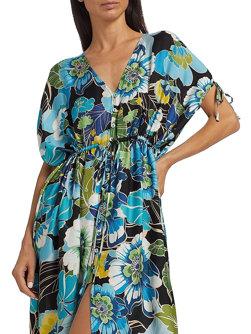 Jenn Print Drawstring Kaftan Dress