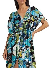 Jenn Print Drawstring Kaftan Dress
