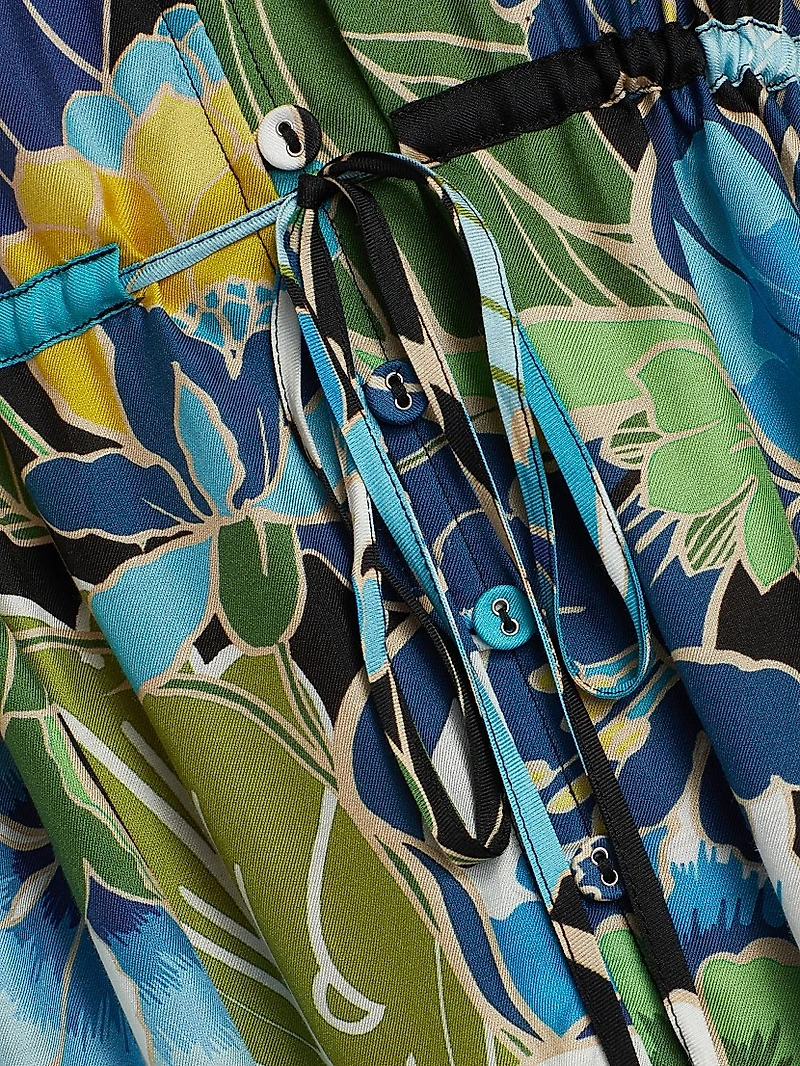 Jenn Print Drawstring Kaftan Dress