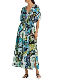 Jenn Print Drawstring Kaftan Dress