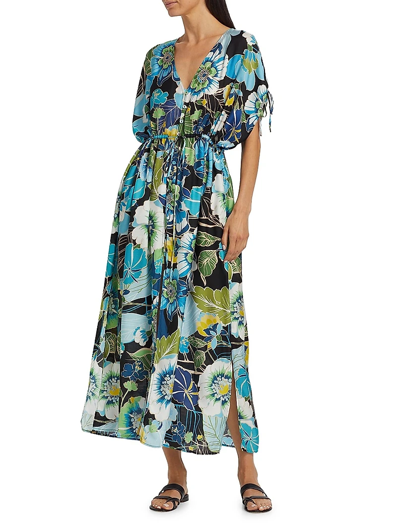 Jenn Print Drawstring Kaftan Dress