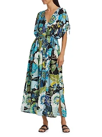 Jenn Print Drawstring Kaftan Dress