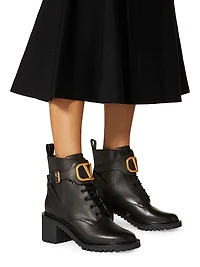VLogo Signature Calfskin 70MM Combat Boots
