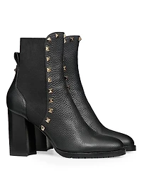 Rockstud 80MM Grainy Calfskin Ankle Boots