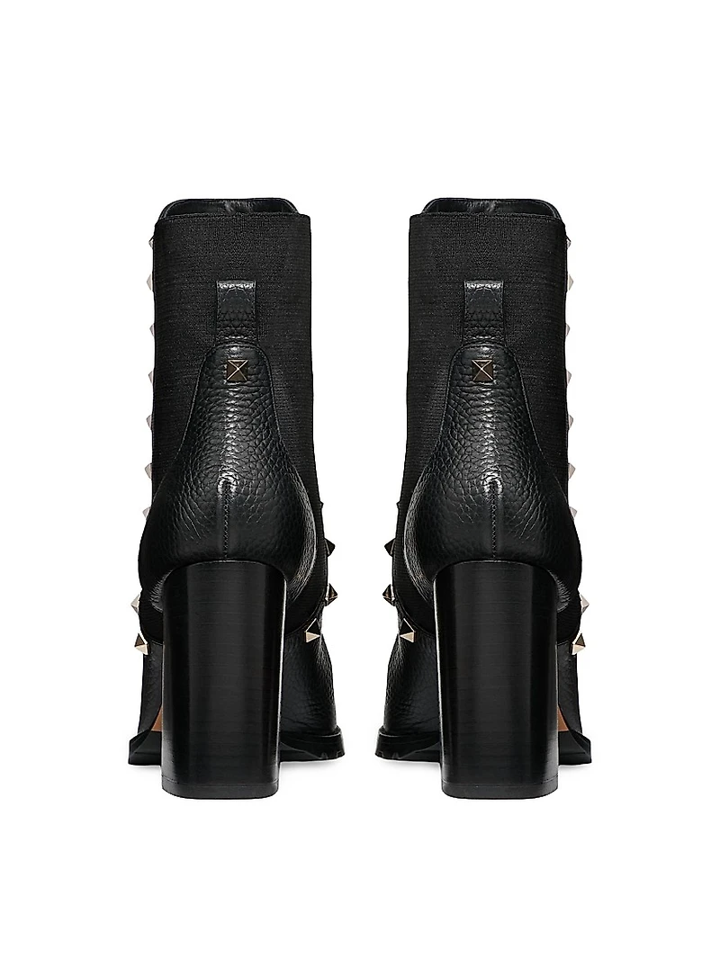 Rockstud 80MM Grainy Calfskin Ankle Boots
