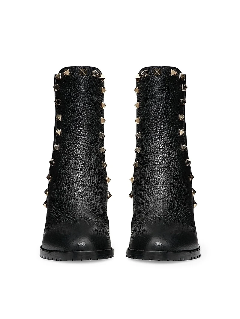 Rockstud 80MM Grainy Calfskin Ankle Boots