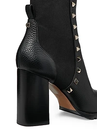 Rockstud 80MM Grainy Calfskin Ankle Boots