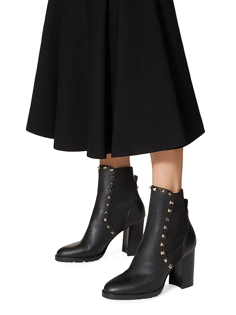 Rockstud 80MM Grainy Calfskin Ankle Boots