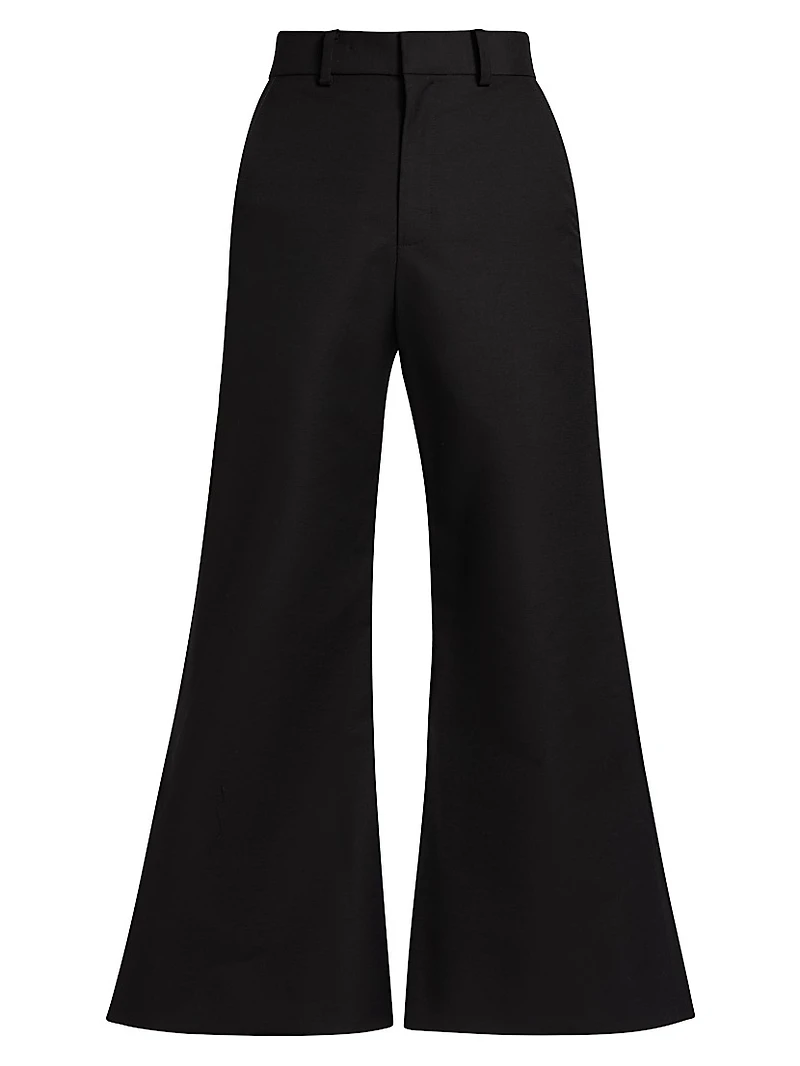 Piped Cotton Cropped Flared Pants