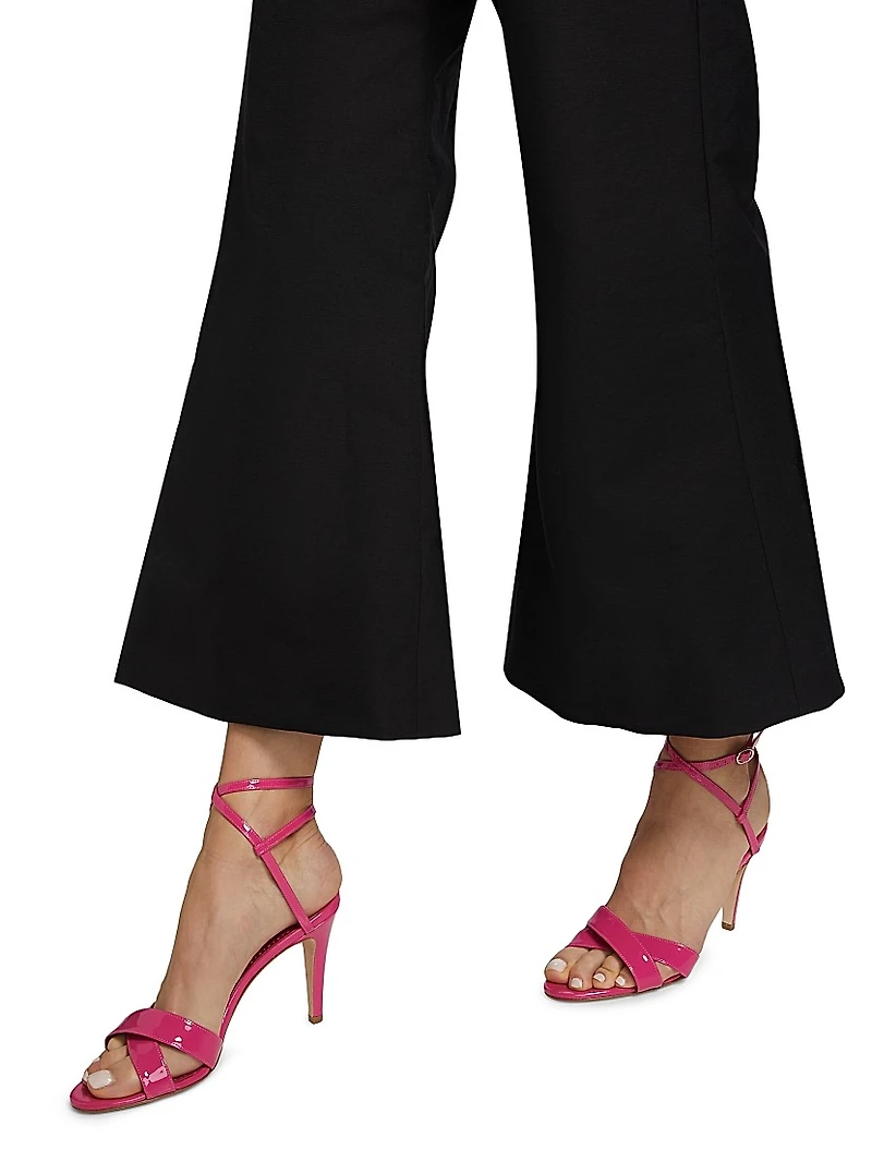 Piped Cotton Cropped Flared Pants