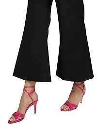 Piped Cotton Cropped Flared Pants