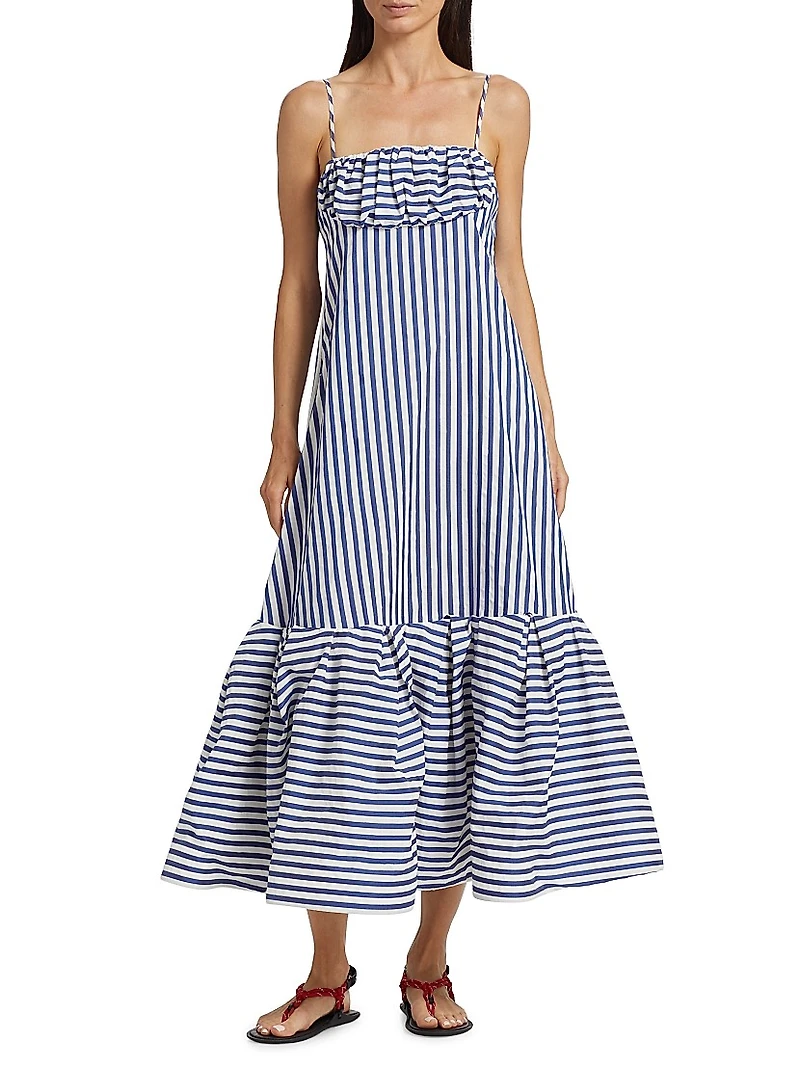 Cami Striped Cotton-Blend Maxi Dress