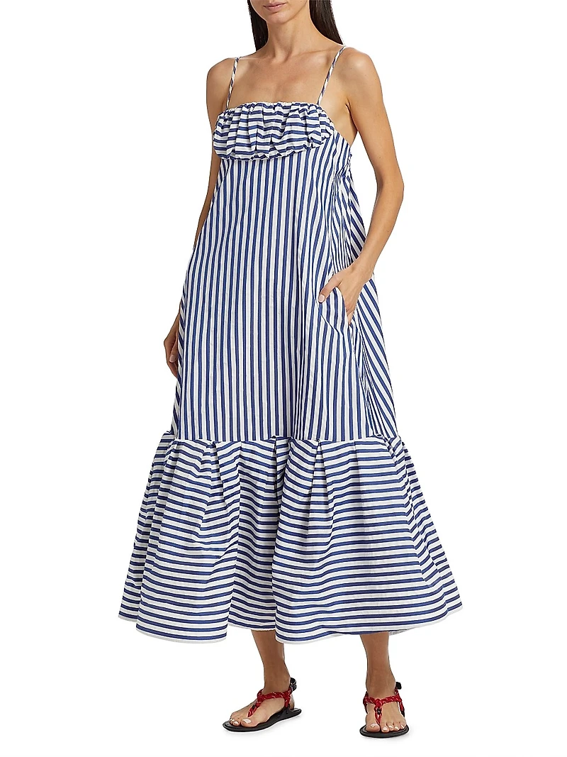 Cami Striped Cotton-Blend Maxi Dress